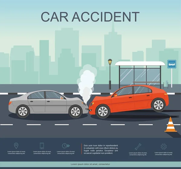 Autó baleset az úton. Transporation Infographic. — Stock Vector