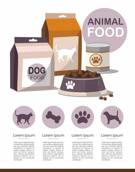 Pets food. Dry pet food. Vector Infographic — Stock Vector