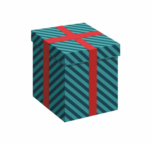 Beyaz zemin üzerine yeşil hediye kutusu ile kurdele. 3D vektör çizim — Stok Vektör