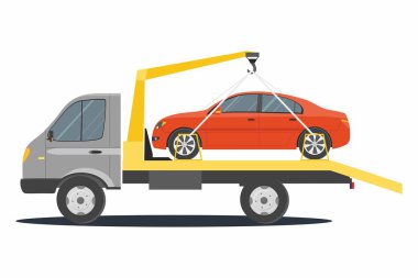 Yol yardımı. Beyaz arka plan üzerinde izole araba evacuator. 