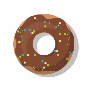 Çörek üzerinde beyaz izole çikolata ile. Vektör çizim