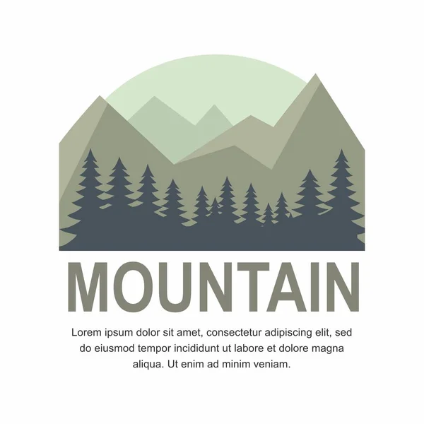 Dağ ve çam ağacı Logo tasarımı. — Stok Vektör