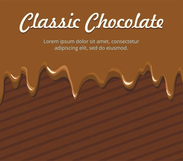 Goteo de chocolate derretido sobre fondo marrón — Vector de stock