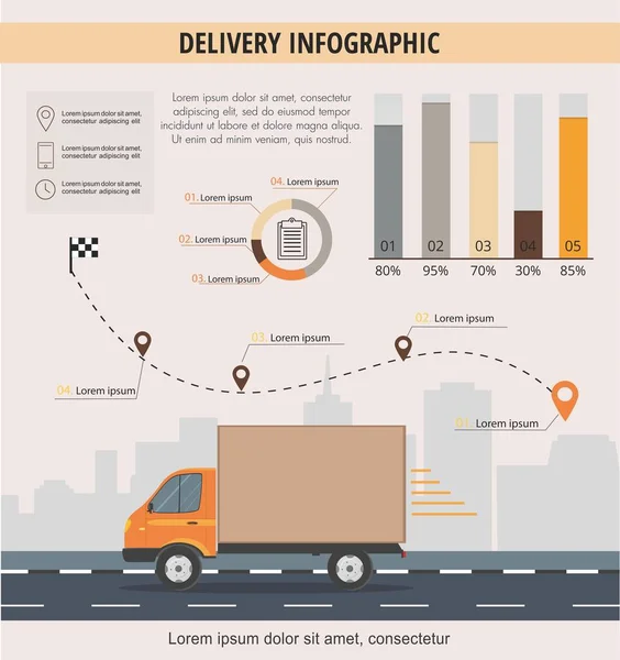 Transporte de entrega de carga Infográfico de negócios —  Vetores de Stock