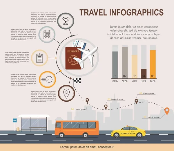 Reise-Infografik Vorlage. Verkehrsdienst. — Stockvektor