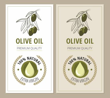 Zeytinyağı şişeleri için şablon lar ambalaj seti.