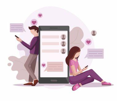 İnternette erkek ve kadın sohbeti. Online Randevu Servisi. Sanal ilişkiler kavramı.
