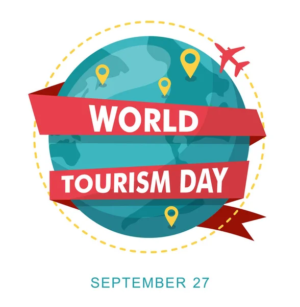 World Tourism Day. Planet earth with map. — Stock Vector