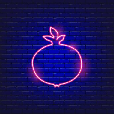 Nar neon ikonunun vektör çizimi. Tatil kavramı Rosh Hashanah. Yahudi Yeni Yıl tabelası.