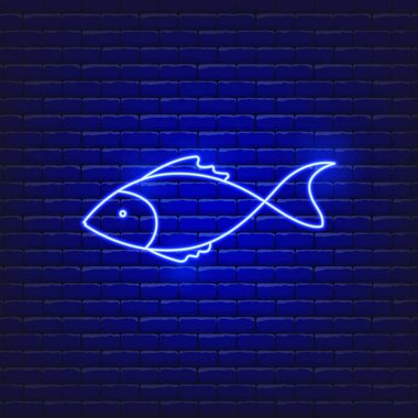 Balık neon ikonunun vektör çizimi. Tatil kavramı Rosh Hashanah. Yahudi Yeni Yıl tabelası.