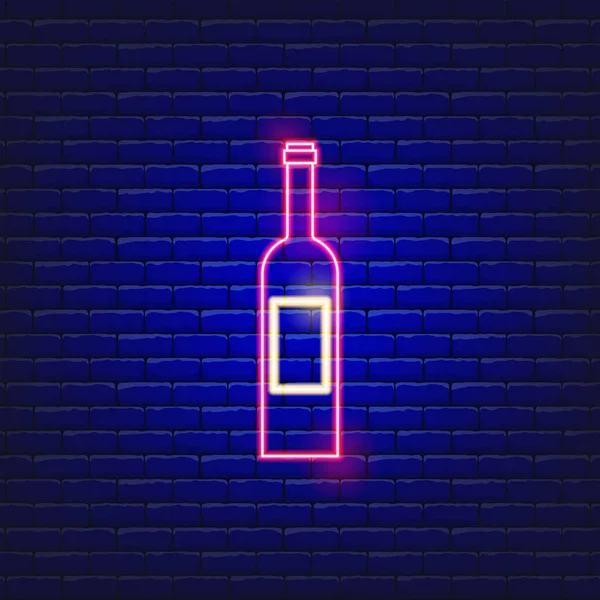 Vector Illustration Wine Bottle Neon Icon Concept Holiday Rosh Hashanah — Stock Vector