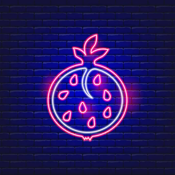 Nar neon ikonunun vektör çizimi. Tatil kavramı Rosh Hashanah. Yahudi Yeni Yıl tabelası.