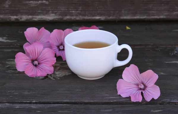 Thee Een Koude Bereid Maceraat Van Bloemen Malva Mauritiana Werkelijke — Stockfoto