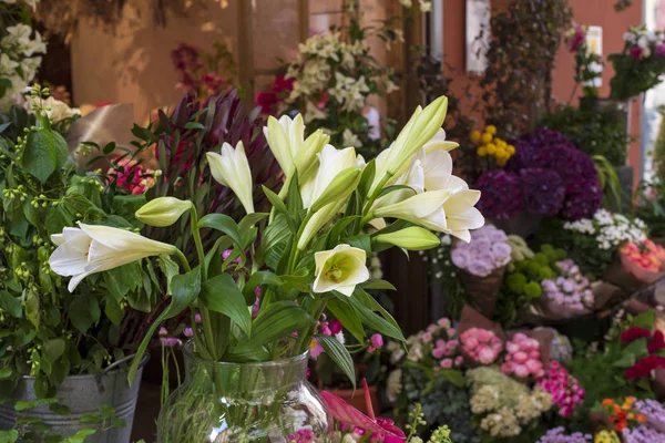 Variety Flowers Street Exhibition Flower Shop Italy — Stock Photo, Image