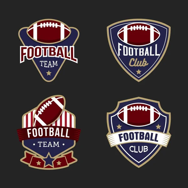 Conjunto Modelos Design Logotipo Emblema Futebol — Vetor de Stock