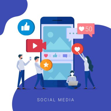 Web sitesi ve mobil web sitesi için sosyal medya konsepti modern düz tasarım