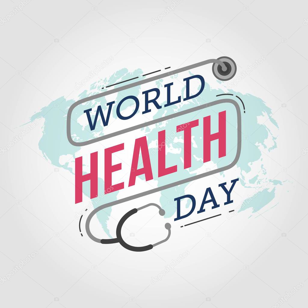 World health day heart and stethoscope design