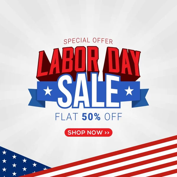 Labor Day Sale Promotion Banner Template Design — Stock Vector