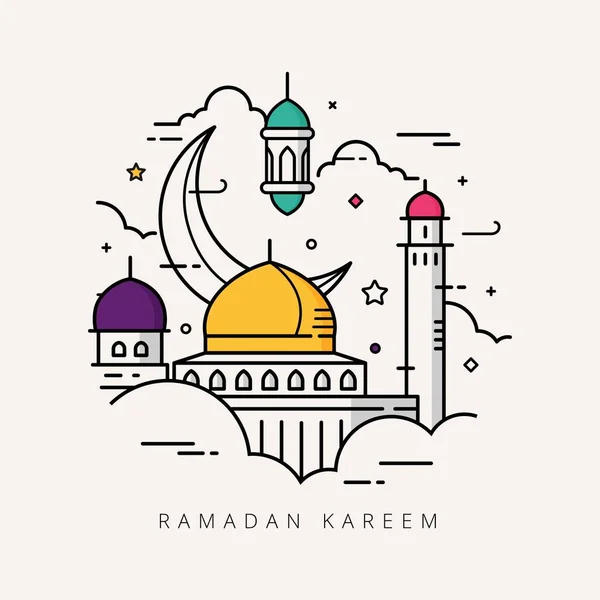 Ilustração Vetorial Para Celebração Mês Sagrado Ramadã Com Design Arte — Vetor de Stock