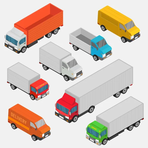 Vector Set Cargo Transport Isometrisch Object — Stockvector