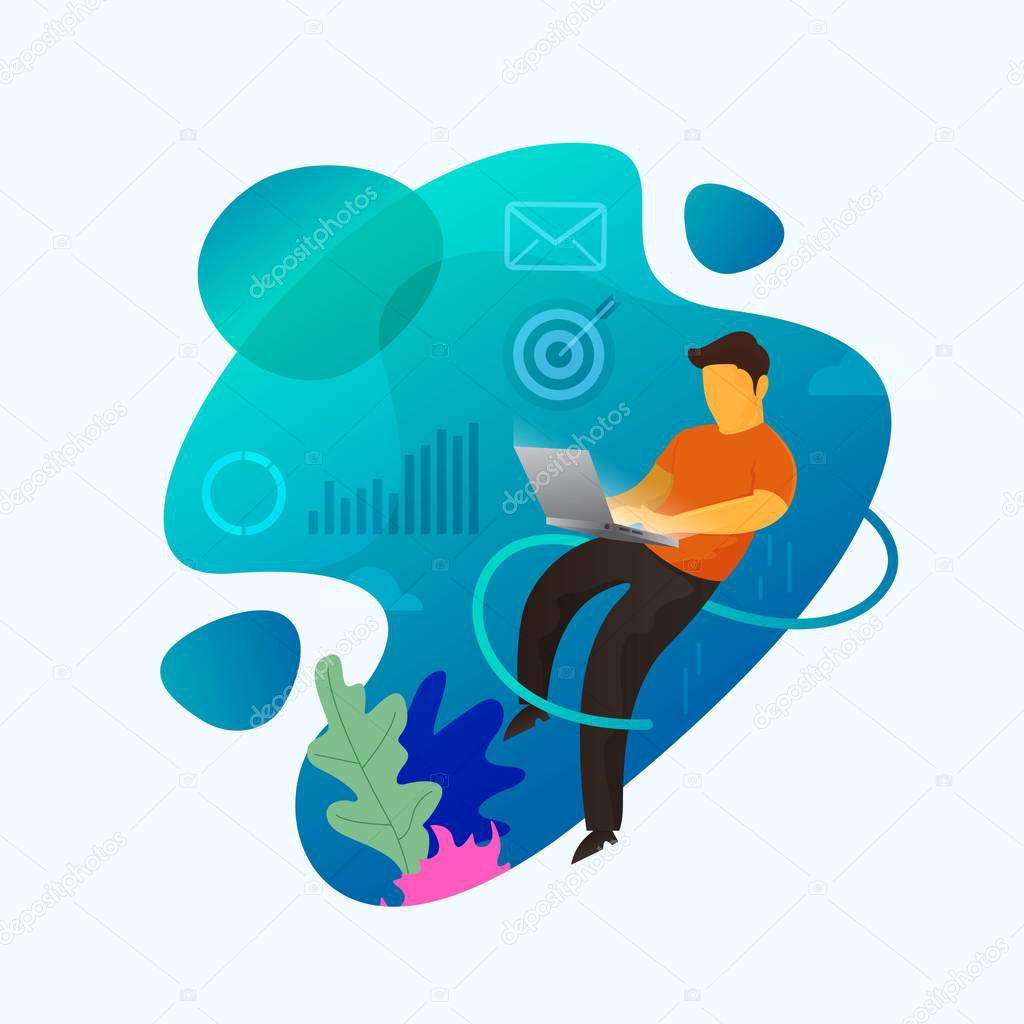 Online shopping concept with character vector illustration