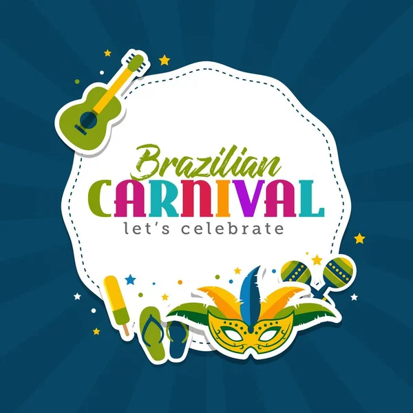 Modèle Carte Vœux Carnaval Brésilien Illustration Vectorielle — Image vectorielle