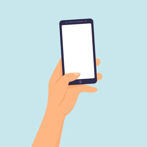 Mains Tenez Smartphone Prenant Selfie Photo Modèle Vide Illustration Vectorielle — Image vectorielle
