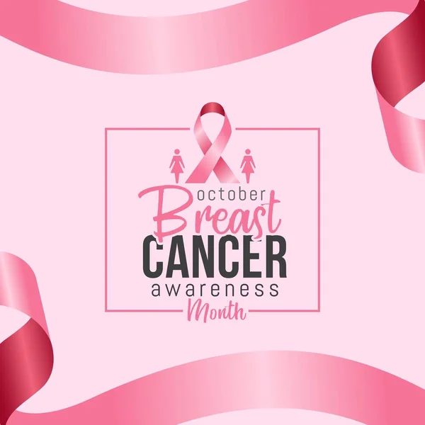 Μήνας Ευαισθητοποίησης Του Καρκίνου Του Μαστού Ευχετήρια Κάρτα — Διανυσματικό Αρχείο