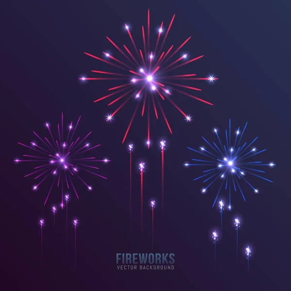 Kleurrijke Fireworks Design Achtergrond — Stockvector
