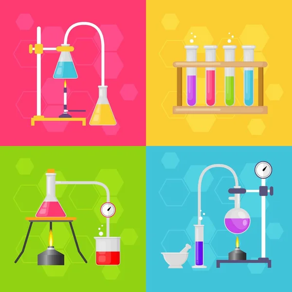 Conjunto Equipo Laboratorio Cristalería Imagen Vectorial — Archivo Imágenes Vectoriales