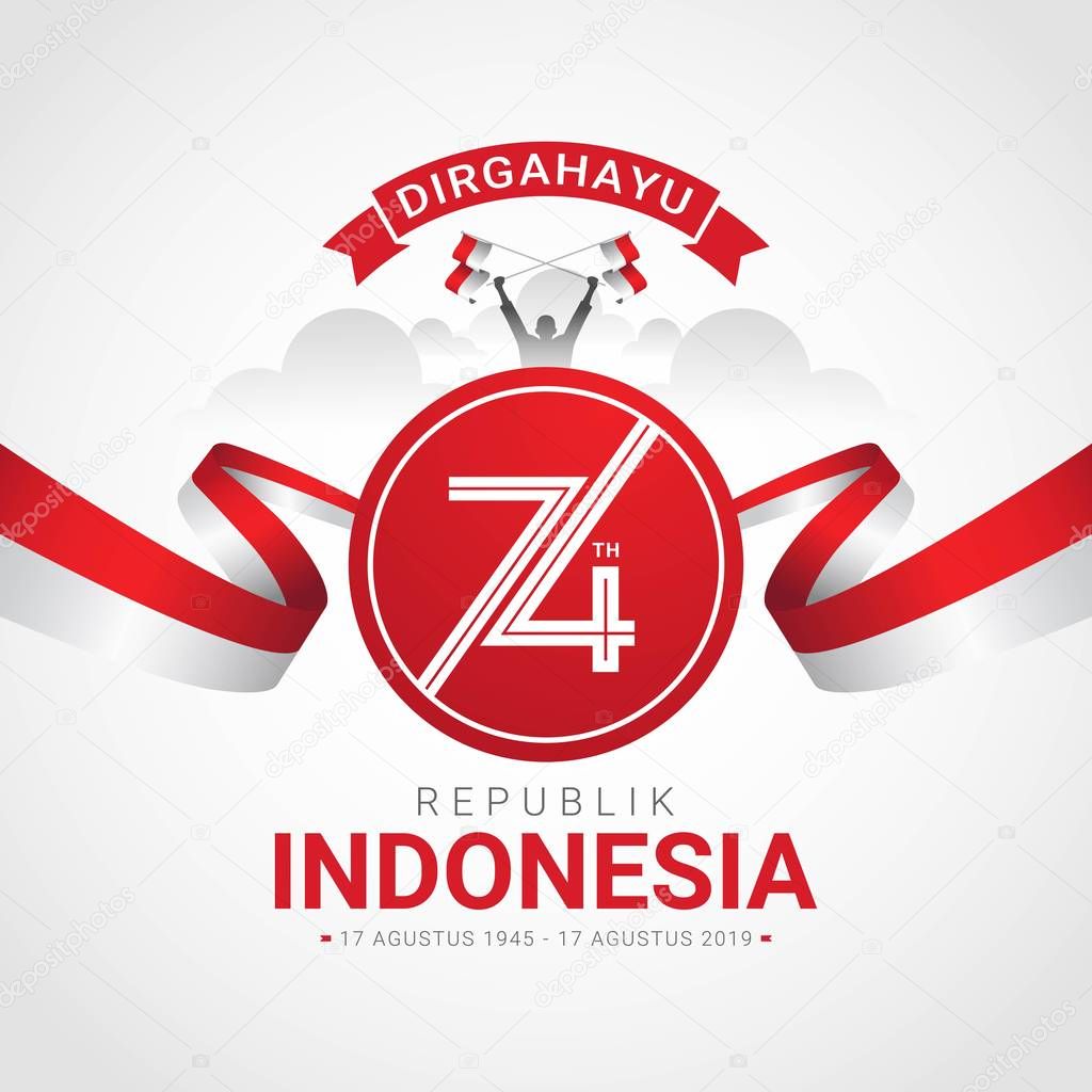 17 August Happy Indonesia Independence day greeting card. Indonesia national day celebration