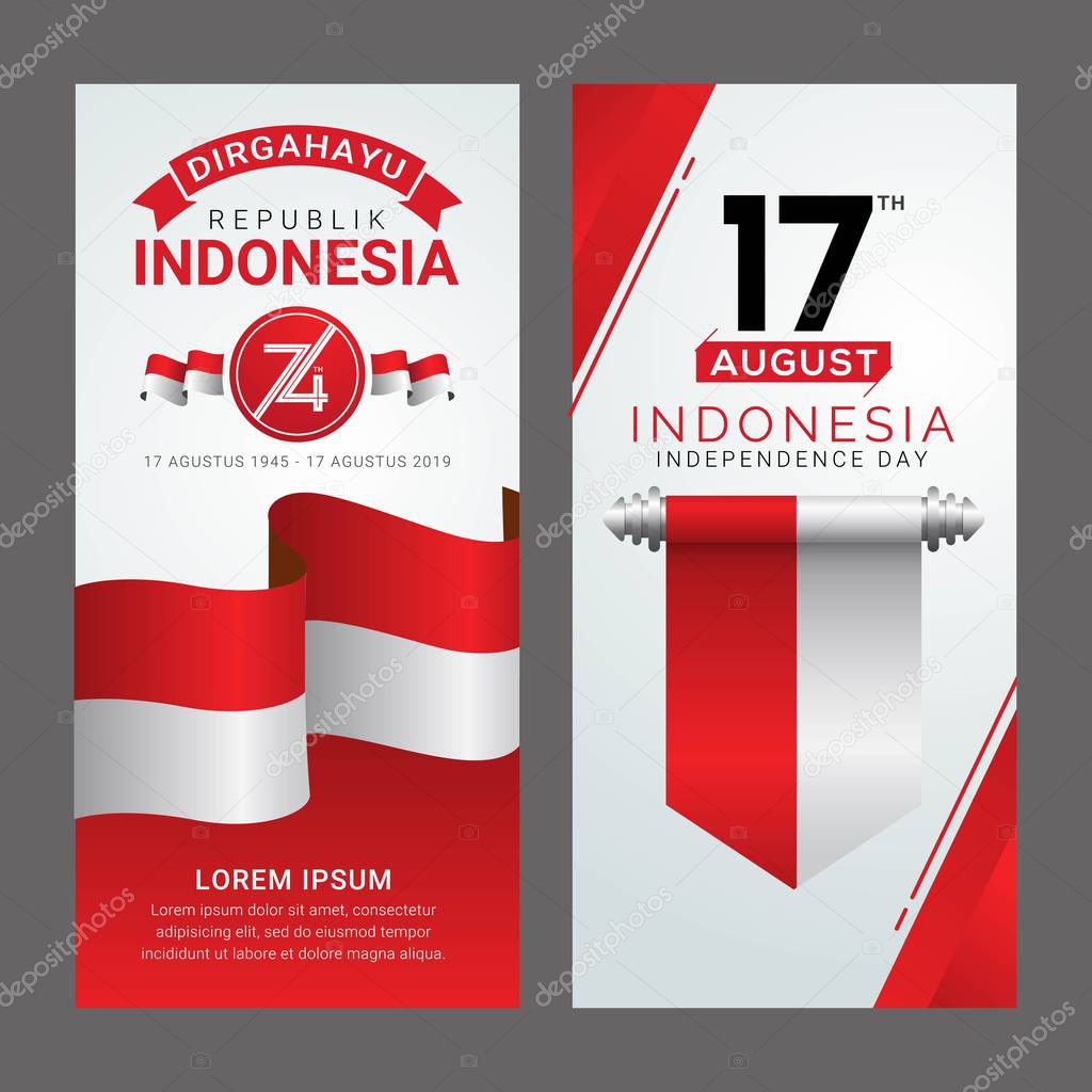 17 August Happy Indonesia Independence day greeting card. Indonesia national day celebration