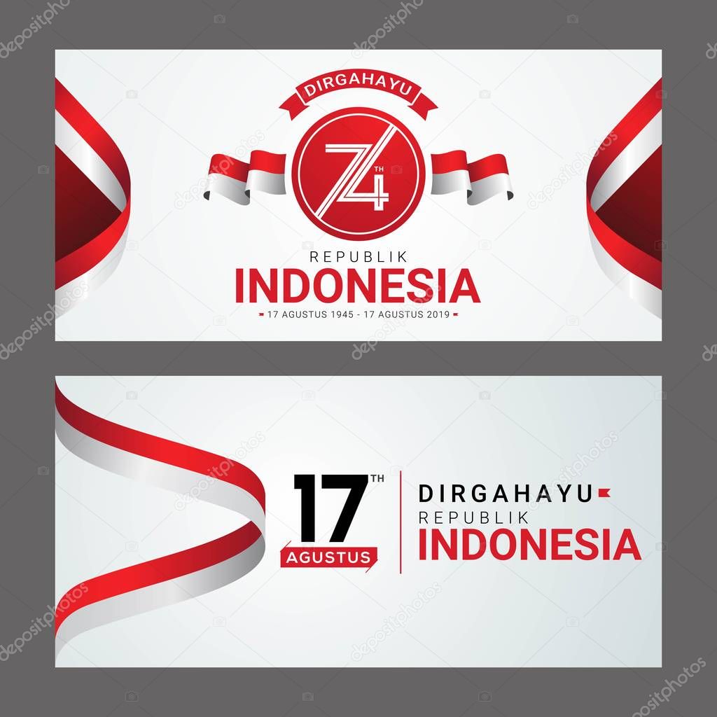 17 August Happy Indonesia Independence day greeting card. Indonesia national day celebration