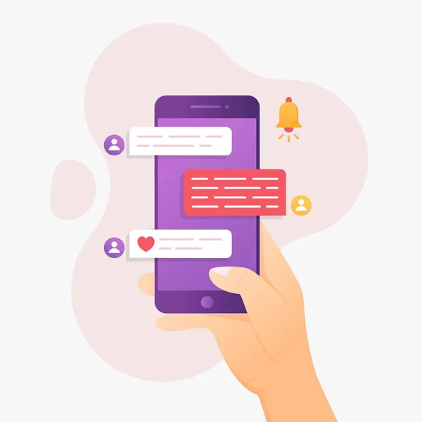 Σχεδιαστική Έννοια Συνομιλεί Φίλους Μέσω Του Messenger Κινητές Συσκευές Απεικόνιση — Διανυσματικό Αρχείο