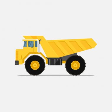 İnşaat işleri için canavar damperli kamyon özel makineler. vektör illüstrasyon