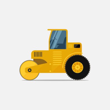 İnşaat işleri için yol silindiri özel makineleri. vektör illüstrasyon