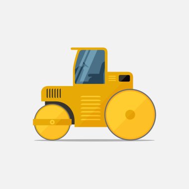 İnşaat işleri için yol silindiri özel makineleri. vektör illüstrasyon