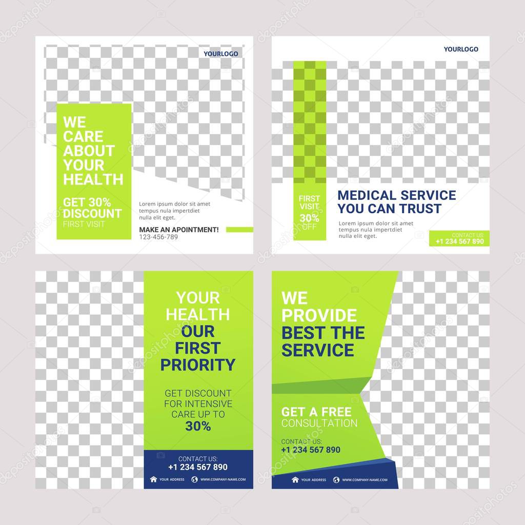 Healthcare post social media banner ad post template