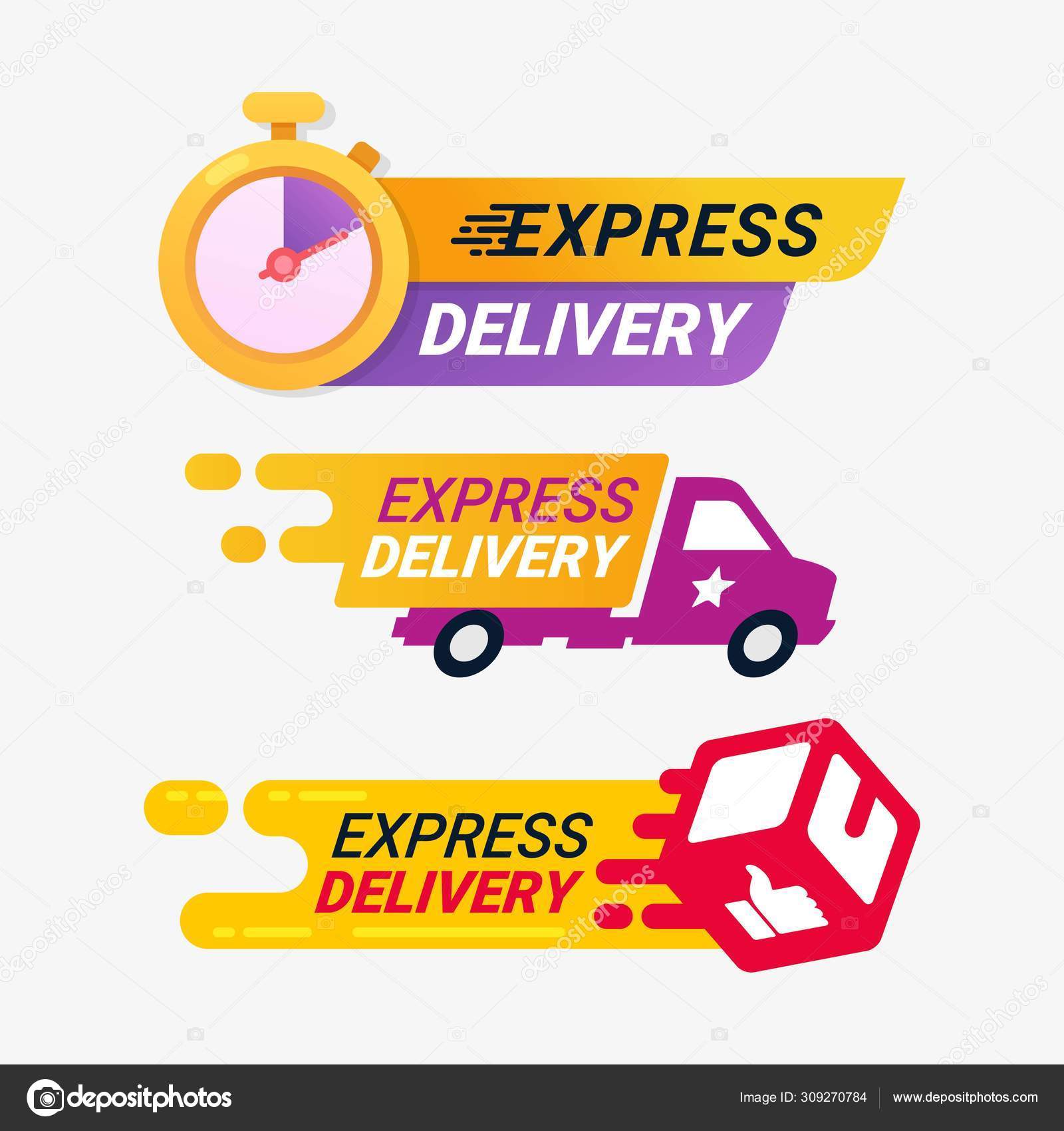 Express Delivery Service Logo Fast Time Delivery Order Stopwatch