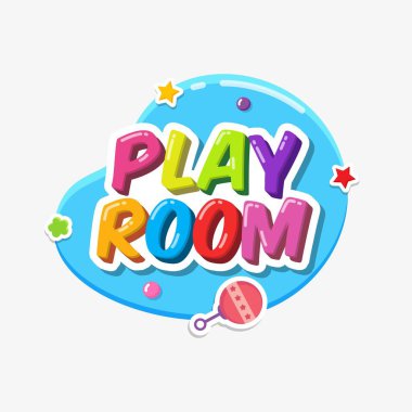 Oyun odası etiketi metin etiketi çocukça rozet