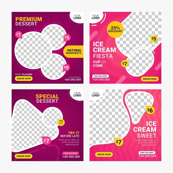 Gıda sosyal medya afiş leri şablon seti