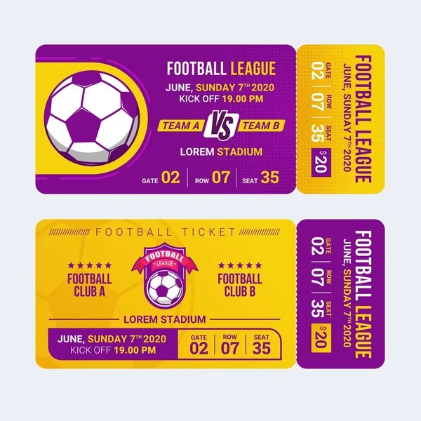 Fußball Eintrittskarte Vorlage Sport Ticket Vektor Illustration — Stockvektor