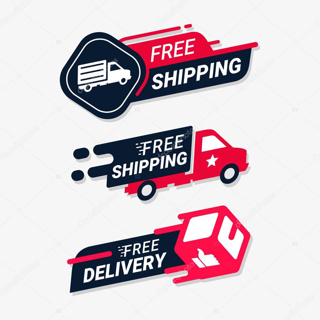 Free shipping and delivery logo badge  