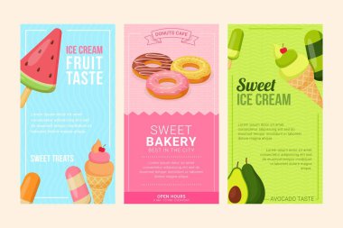 Dondurma ve çörekler ticari promosyon için bir şablon tanıtıyor