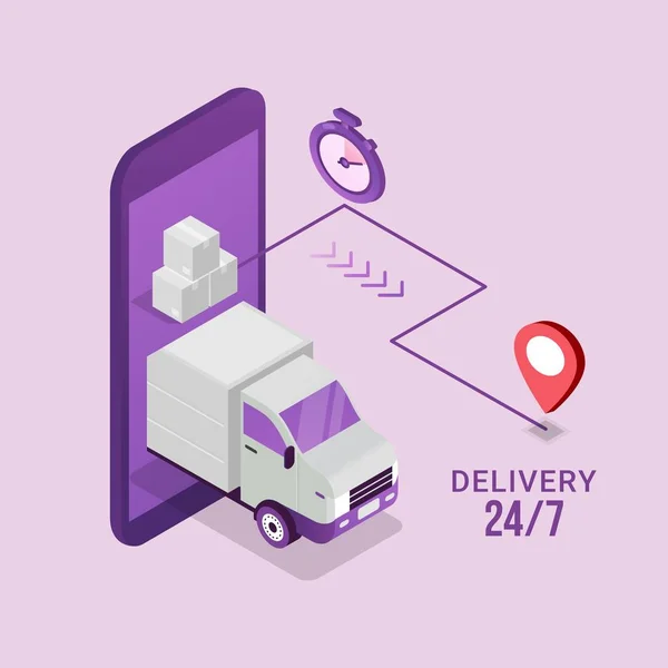 Koncepcja Usługi Fast Delivery Dla Aplikacji Mobilnej — Wektor stockowy