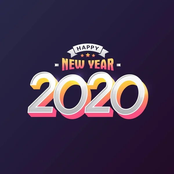 Felice Anno Nuovo 2020 Illustrazione Vettoriale Banner Volantino Biglietto Auguri — Vettoriale Stock