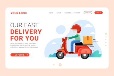 İniş sayfası şablonu dağıtım sipariş vektör çizimi