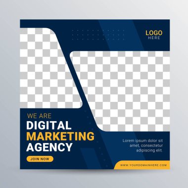 Dijital ajans sosyal medya promosyon için kare pankart şablonu