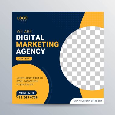 Dijital ajans sosyal medya promosyon için kare pankart şablonu