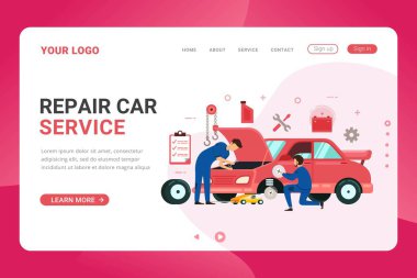 İniş sayfası şablonu Araba servisi onarımı, yeniden boyama ve dizayn konsepti